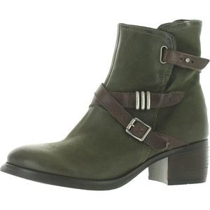 Miz Mooz Womens Griffin Green Leather Asymmetric Ankle Boots Shoes NWT